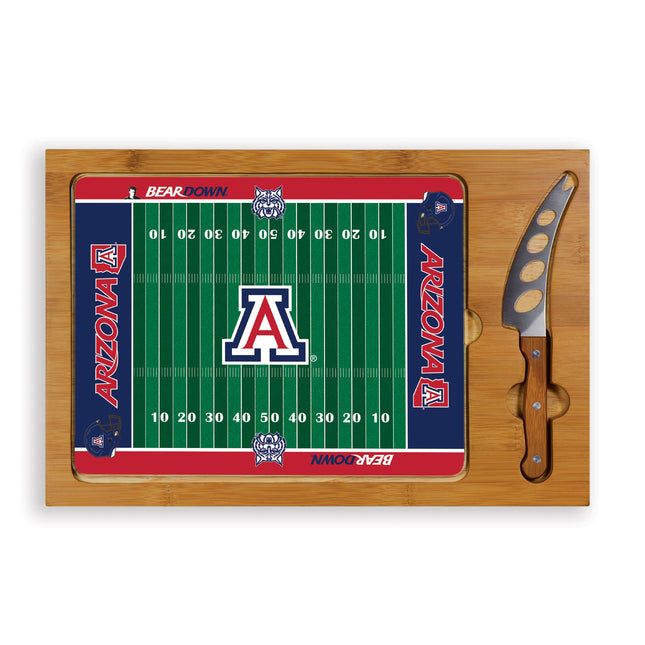 Arizona Wildcats Football Field Glass Top Cutting Board & Knife Set