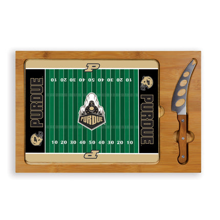 Purdue Boilermakers Football Field Glass Top Cutting Board & Knife Set