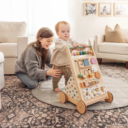 Tiny Land Versatile Natural Wooden Baby Walker