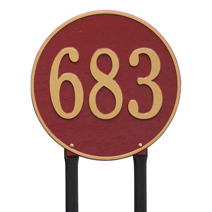 Personalized 15" Round Lawn Address Plaque - 1 Line