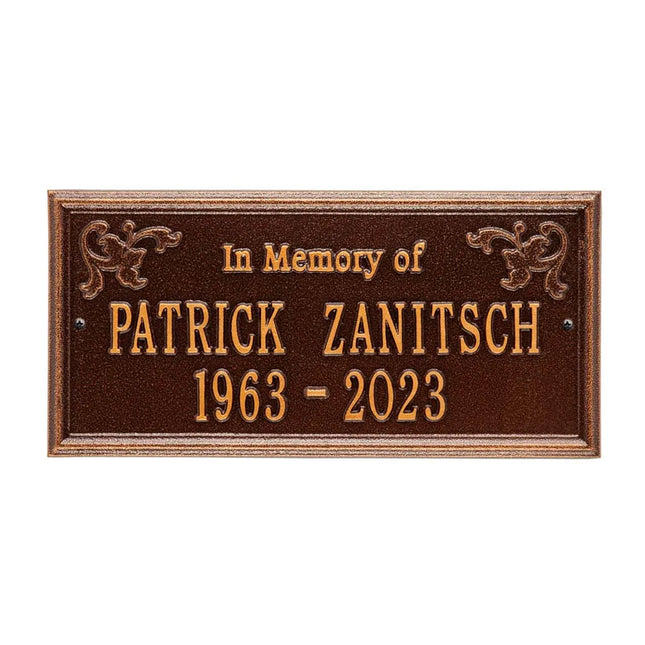Wilmington Standard Two Line "In Memory Of" Wall Plaque