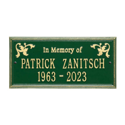 Wilmington Standard Two Line "In Memory Of" Wall Plaque