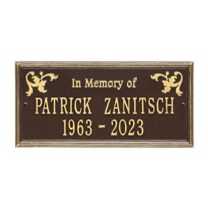 Wilmington Standard Two Line "In Memory Of" Wall Plaque