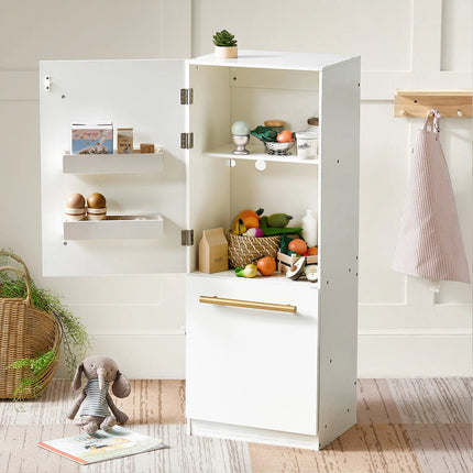 Tiny Land Play Kitchen Accessories - Play Kitchen Fridge: Wooden Cabinet Refrigerator for Kids