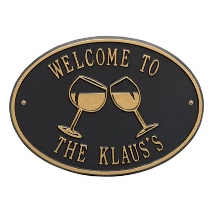 Wine Glass Oval Personalized Plaque