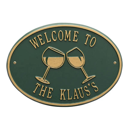 Wine Glass Oval Personalized Plaque