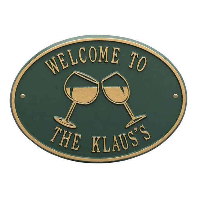 Wine Glass Oval Personalized Plaque