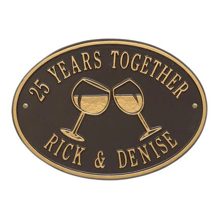 Wine Glass Oval Personalized Plaque