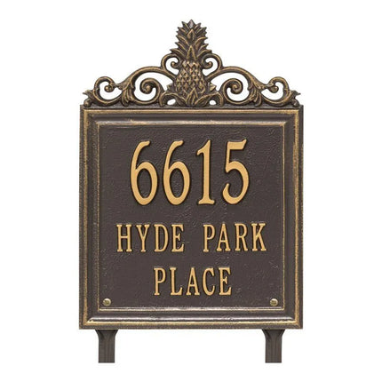Personalized Lanai Pineapple Standard 3 Line Lawn Plaque