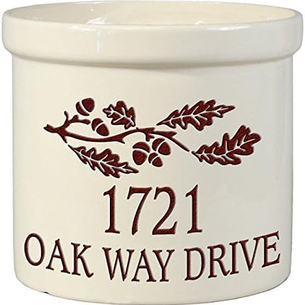 Personalized Oak Branch Address Crock