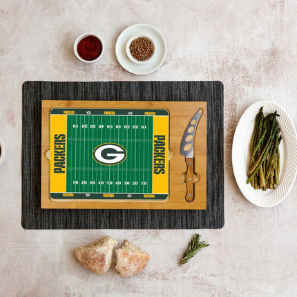 Green Bay Packers Football Field - Icon Glass Top Cutting Board & Knife Set