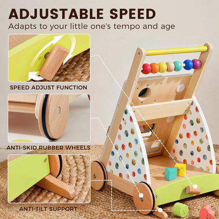 Tiny Land Premium Natural Wooden Activity Walker