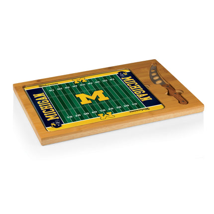 Michigan Wolverines Football Field Glass Top Cutting Board & Knife Set