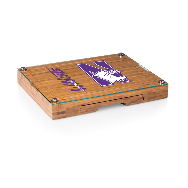 Northwestern Wildcats Glass Top Cheese Cutting Board & Tools Set