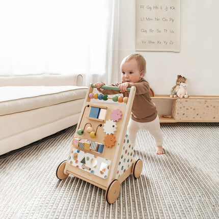 Tiny Land Versatile Natural Wooden Baby Walker