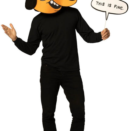Adult This Is Fine Dog Meme Mask & Sign Costume Accessory