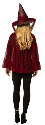 Adult Burgundy Witch Hat & Cape Costume