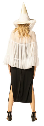 Adult White Witch Hat & Cape Costume