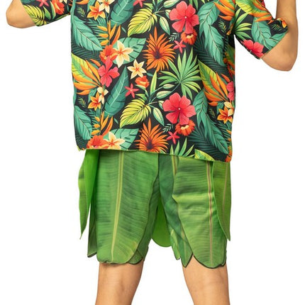 Adult Hula Guy Shirt, Shorts & Headpiece Costume Set