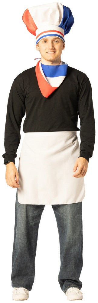 Adult French Chef Hat, Scarf & Apron Costume