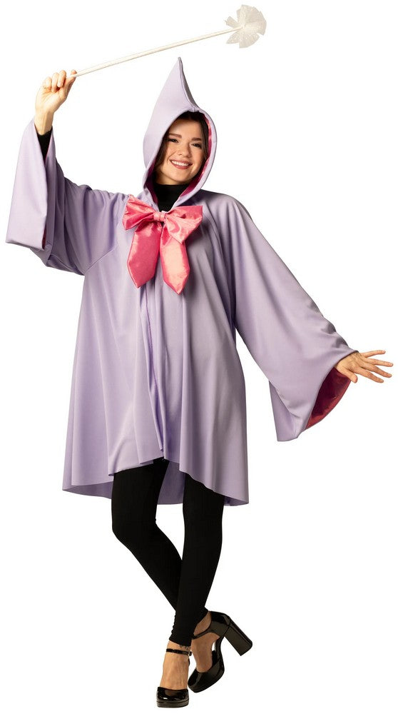 Adult Purple Fairy Godmother Hooded Cape & Wand Costume