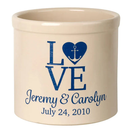Personalized Love Anchor 2 Gallon Stoneware Crock