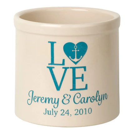 Personalized Love Anchor 2 Gallon Stoneware Crock