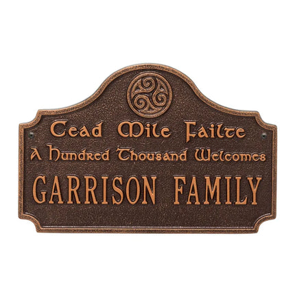 Personalized Cead Mile Failte Plaque