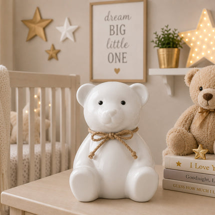 White Teddy Bear Bank