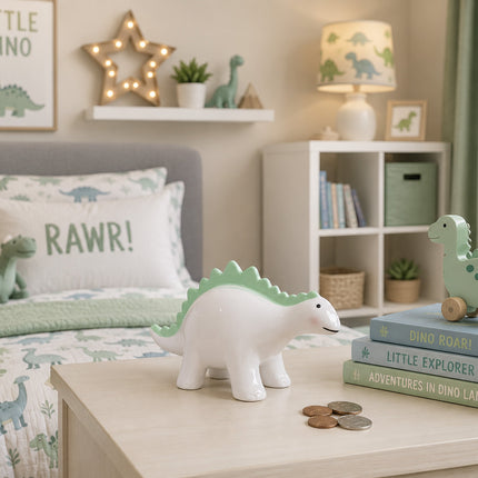 Theo Green Dinosaur Bank