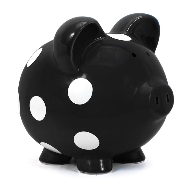 Black Polka Dot Piggy Bank