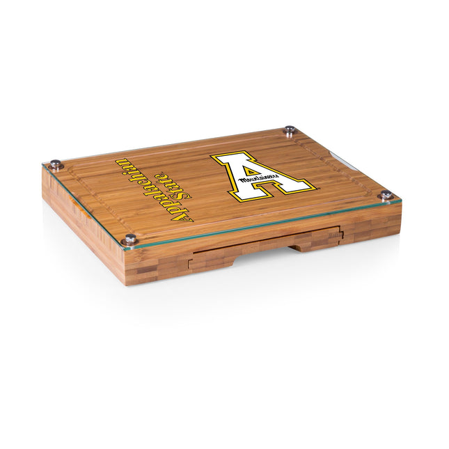 App State Mountaineers Glass Top Cheese Cutting Board & Tools Set