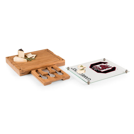 South Carolina Gamecocks Glass Top Cheese Cutting Board & Tools Set