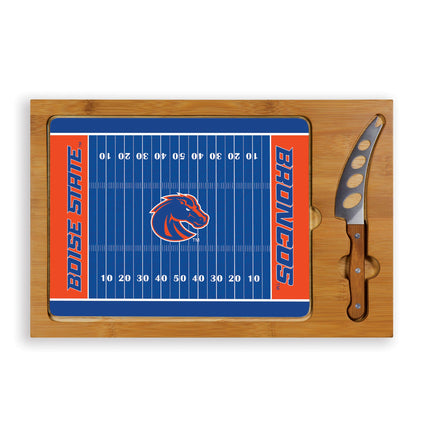 Boise State Broncos Football Field Glass Top Cutting Board & Knife Set