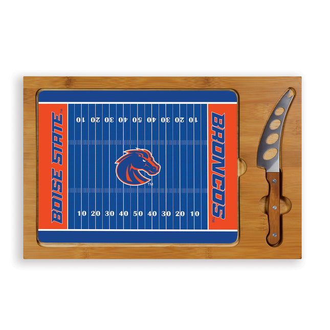 Boise State Broncos Football Field Glass Top Cutting Board & Knife Set