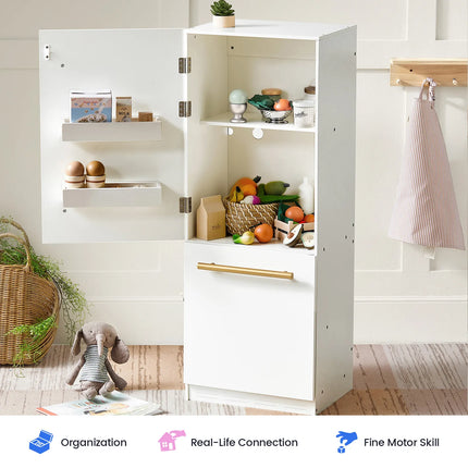 Tiny Land Play Kitchen Accessories - Play Kitchen Fridge: Wooden Cabinet Refrigerator for Kids