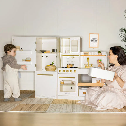 Tiny Land Play Kitchen Accessories - Play Kitchen Fridge: Wooden Cabinet Refrigerator for Kids