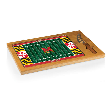 Maryland Terrapins Football Field Glass Top Cutting Board & Knife Set