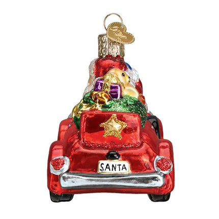 Santa In Antique Car Ornament