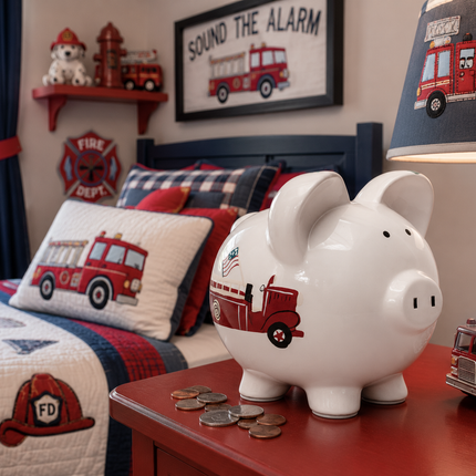 Firetruck Large Piggy Bank