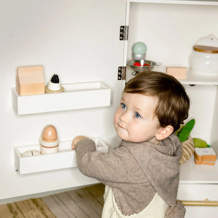 Tiny Land Play Kitchen Accessories - Play Kitchen Fridge: Wooden Cabinet Refrigerator for Kids