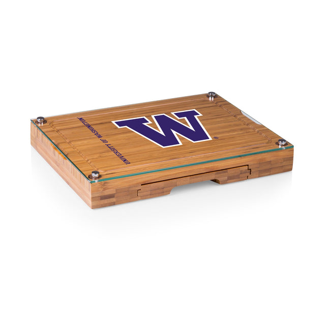 Washington Huskies Concerto Glass Top Cheese Cutting Board & Tools Set
