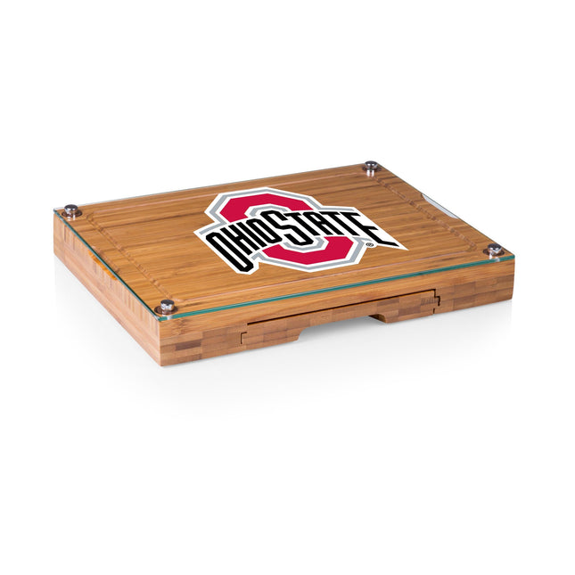 Ohio St Buckeyes Concerto Glass Top Cheese Cutting Board & Tools Set