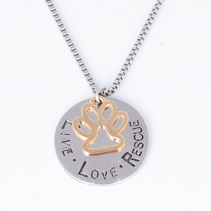 Round Dog Paw Tag Short Necklace