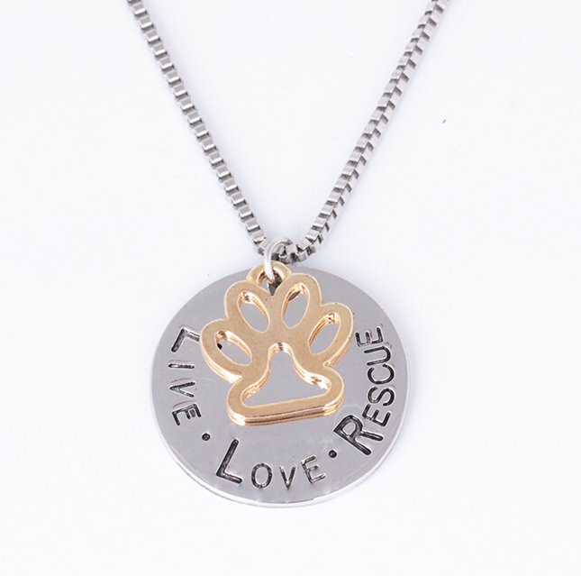 Round Dog Paw Tag Short Necklace