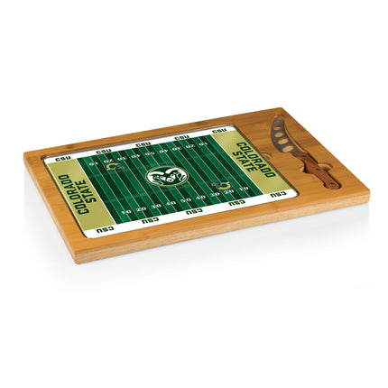 Colorado State Rams Football Field Glass Top Cutting Board & Knife Set
