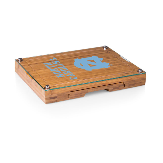 North Carolina Tar Heels Glass Top Cheese Cutting Board & Tools Set