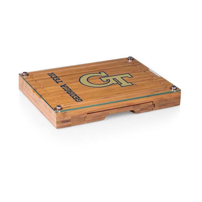 Georgia Tech Yellow Jackets Glass Top Cheese Cutting Board & Tools Set
