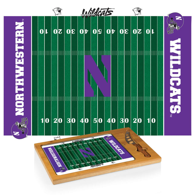 Northwestern Wildcats Football Field Cutting Board & Knife Set