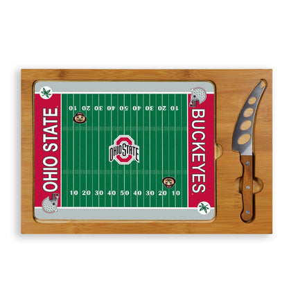 Ohio State Buckeyes Football Field Glass Top Cutting Board & Knife Set